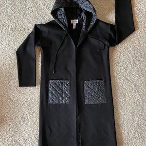 Joseph Ribkoff Long Quilted Jacket with Hood in black